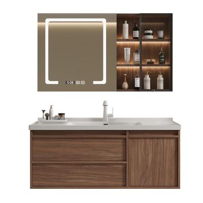 惠达中古风陶瓷一体盆浴室柜组合卫生间胡桃木色洗漱台洗手脸盆柜