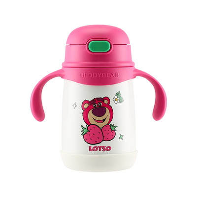 杯具熊草莓熊学饮保温杯背带把手