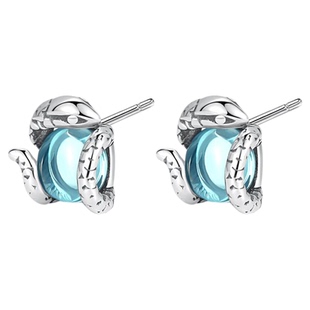 美杜莎之瞳S925纯银耳钉小蛇托帕石男女情侣款耳钉单只养耳洞耳环