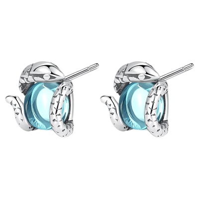 925纯银美杜莎之瞳托帕石耳钉