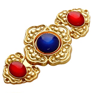 汉服子母扣大号65MM明制宋制祥云对扣立领披肩云肩镶宝石金属盘扣