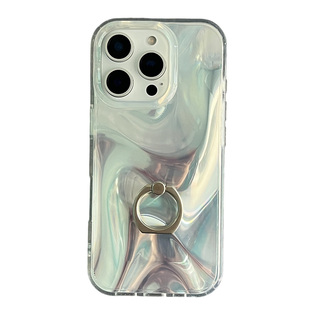 银色晕染水波纹适用苹果17promax手机壳高级感女款iphone16内置一体指环扣支架15硅胶防摔软壳14简约时尚文艺