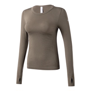 瑜伽服上衣女紧身户外跑步骑行运动上衣圆领普拉提训练服健身套装