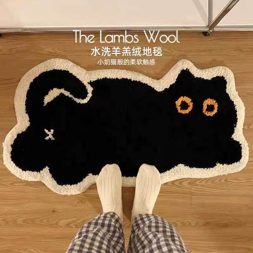 新款卡通少女床边毯异形卧室仿羊绒地垫网红可机洗可爱ins风地毯