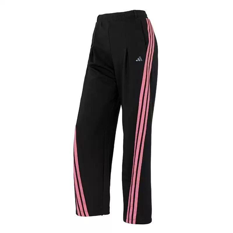 adidas女三条纹针织直筒运动裤