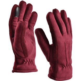 卡蒙女士银狐绒加绒亲肤保暖真皮手套秋冬可触屏骑车防寒保暖手套