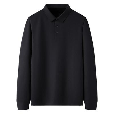 冬季新款加绒加厚体恤男翻领长袖