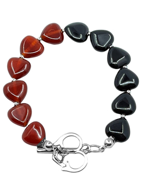 原创手作红与黑天鹅庵玛瑙手链
