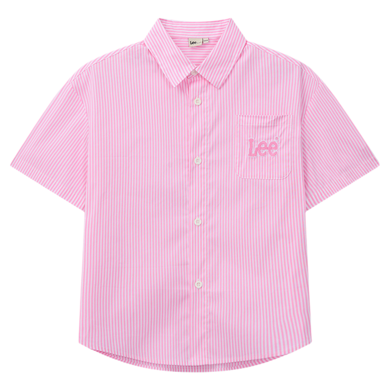Leekids夏季条纹透气中大童衬衫