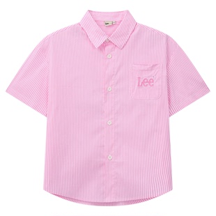 Lee kids儿童夏季短袖男女童薄款衬衫外套童装中大童透气休闲上衣
