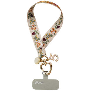 手机挂绳国风花纹刺绣织带宽版不勒手腕女士短款户外登山便携旅游行逛街拍照防丢摔手提电话套壳挂件吊绳新品