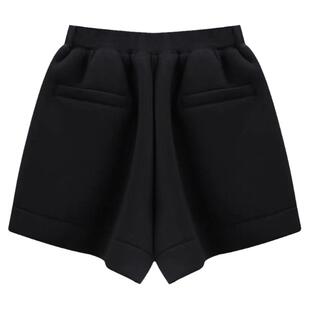 新品女秋冬外穿百搭宽松大码休闲短裤松紧腰欧洲站阔腿太空棉靴裤