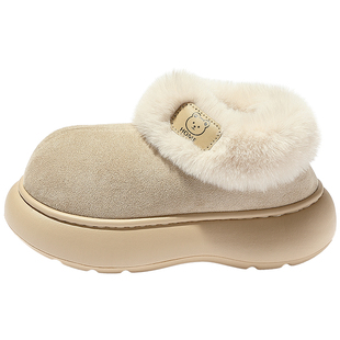 棉拖鞋女款2026新款厚底毛毛加绒保暖防滑室内家居棉鞋女外穿冬季