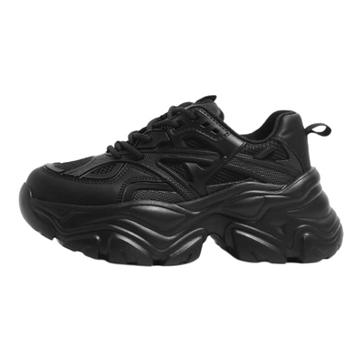 环球黑色老爹鞋女厚底小个子增高轻便软底超轻今年流行薄款运动鞋