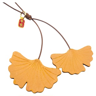 真皮银杏树叶~北欧ins植物包挂饰手帐书签手工牛皮文艺汽车挂饰