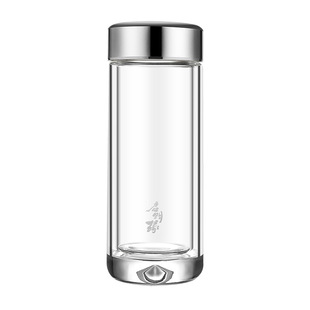 启明缘玻璃杯商务双层玻璃茶杯耐热随手杯办公车载水杯子免费刻字