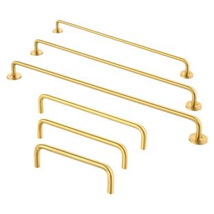 纯铜柜门把手现代简约抽屉橱柜衣柜门柜子北欧金色双孔距黄铜拉手