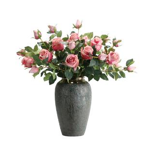 保加利亚玫瑰花仿真花束假花摆设欧式塑料花装饰绢花客厅餐桌摆件