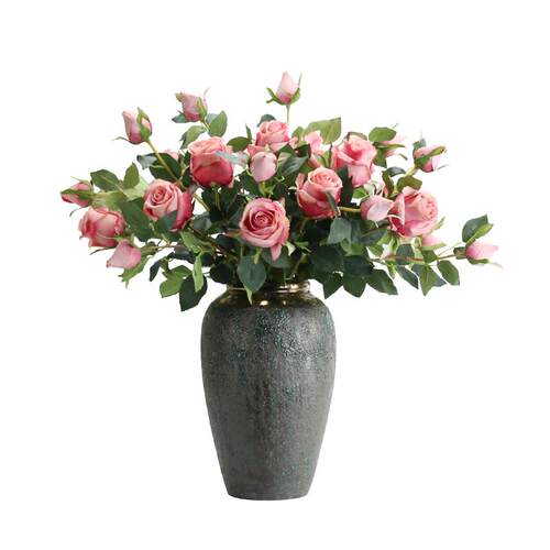 保加利亚玫瑰花仿真花束假花摆设欧式塑料花装饰绢花客厅餐桌摆件