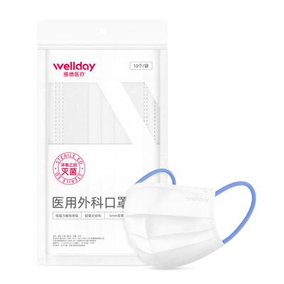 维德医疗医用外科口罩低呼吸阻力一次性无菌夏轻薄透气不勒耳独立