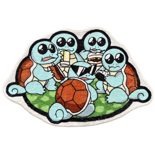 卡通动漫杰尼龟异形仿羊绒地毯卧室床边毯书房电脑椅垫防滑可水洗