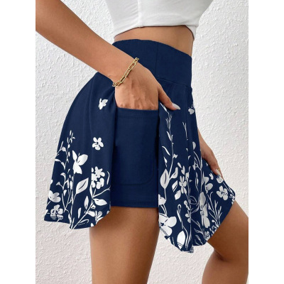 E 53881 Floral print women's skort 花卉印花女裙裤跨境速