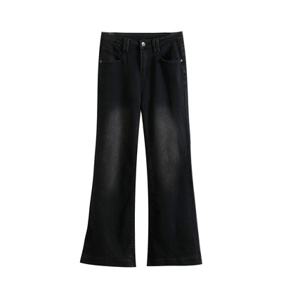 大码胖mm秋冬加绒弹力微喇牛仔裤