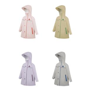 柠檬宝宝儿童雨衣女孩大童上学衣带书包位户外简约全身小学生雨披