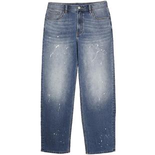 907杰克琼斯男装阔腿裤美式泼墨水洗宽松牛仔裤男款裤秋季长裤子