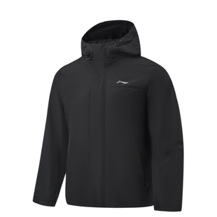 李宁男子2025冬季新款防泼水防风保暖运动连帽短棉服外套AJMV227