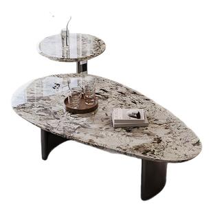 天然奢石茶几雪山飞狐沙发可移动茶几组合2026新款小户型客厅家用