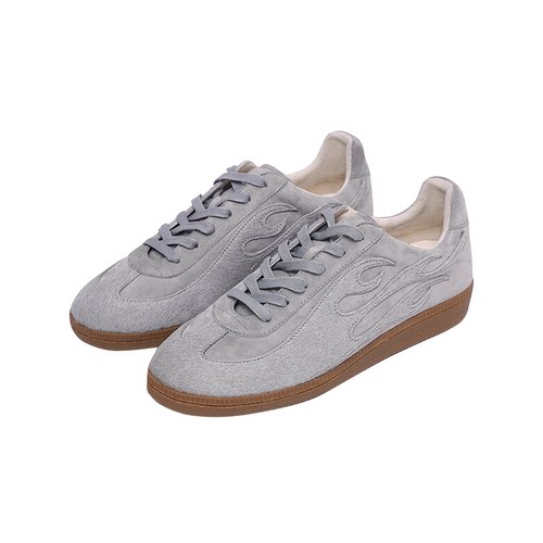 SYMBOLS OF LIGHT 火焰回溯 灰色真皮德训鞋系带中性复古板鞋男女