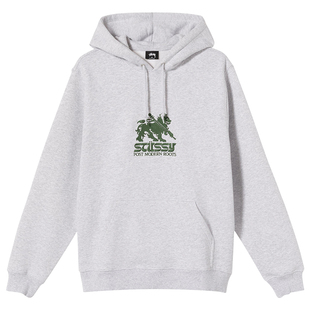 潮物Woo Stussy Lion Embroidered Hoodie雄狮刺绣加绒连帽衫卫衣