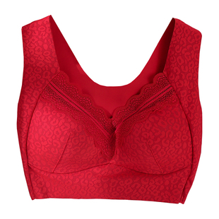 红色美背内衣2025新款舒适无钢圈大码胖mm宽肩带本命年背心式文胸