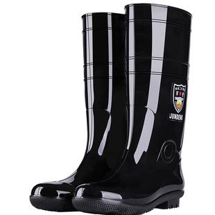 军登中高筒黑色雨靴厨房防滑牛筋底胶鞋长筒加厚迷彩水靴劳保胶鞋