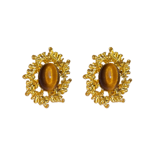 中古风美拉德椭圆金属夸张耳环女高级感气质欧美复古宫廷耳钉耳饰