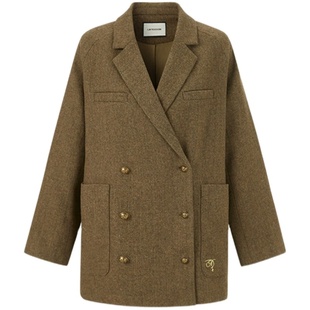 La Freedom 2S秋冬新款老钱风羊毛双排扣羊毛外套马甲半裙