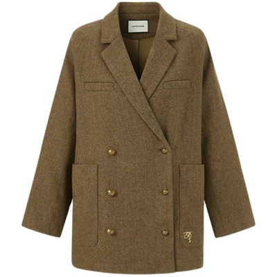 La Freedom 2S秋冬新款老钱风羊毛双排扣羊毛外套马甲半裙