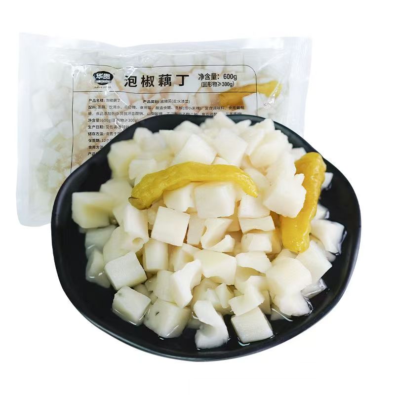 华贵泡椒藕丁600g/袋洪湖特产酸辣泡椒味脆藕即食凉拌菜下饭菜