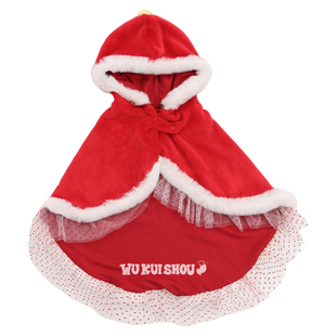 五魁首边牧过年披风新款冬季保暖狗狗斗篷中大型犬连帽喜庆衣服厚