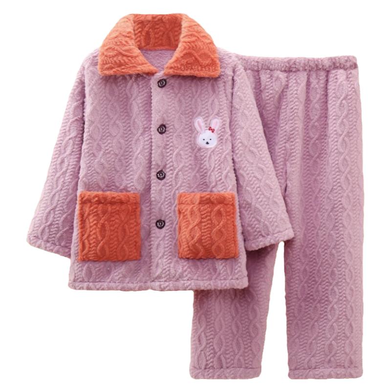 儿童睡衣秋季女童宝宝珊瑚绒男童可爱居家服法兰绒女孩家居服套装