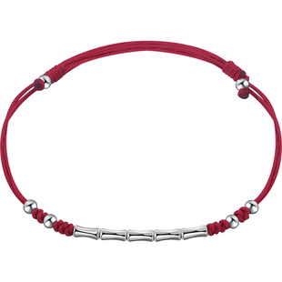 老银匠s925纯银竹节上岸编织手绳女红绳手链男蛇年本命年儿童礼物