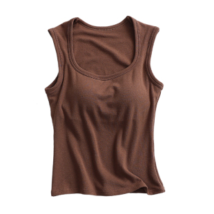 带胸垫文胸罩杯一体式保暖内衣女德绒背心内搭宽肩带加绒打底上衣