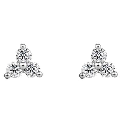 周六福白18k金钻石耳钉女真钻幸运四叶草璀璨au750耳饰送圣诞礼物