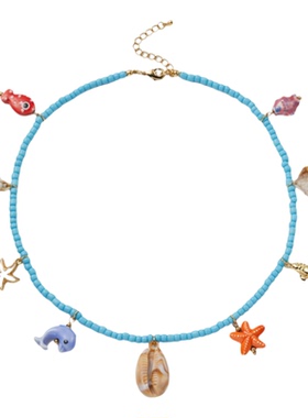 CIDER 多彩鱼、贝壳与海星吊坠串珠项链 女装114490712