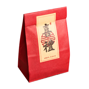 情人节中式结婚复古牛皮纸喜糖盒袋子红色中国风盒子婚礼吾家有喜