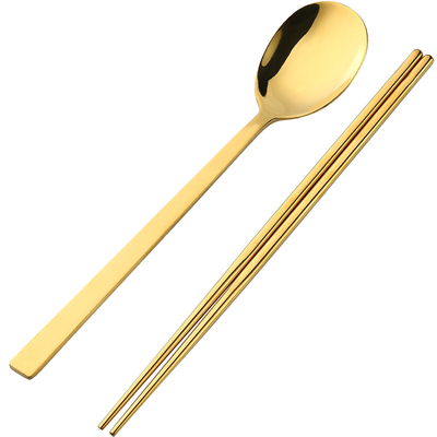 不锈钢勺实心韩式拌饭筷子套装