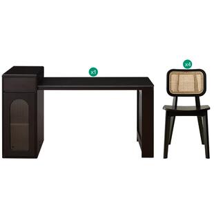 全友家居法式复古风岩板岛台餐桌一体家用可伸缩小户型客厅餐桌椅