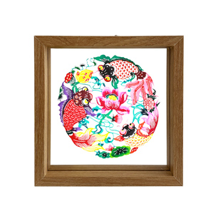 中国风特色蔚县手工剪纸窗花成品装饰画双面透明木框家居摆件礼品