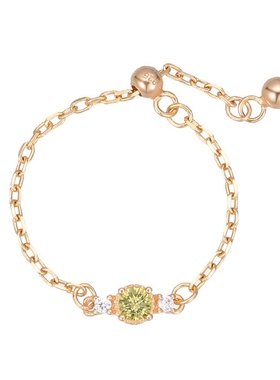 S925纯银橄榄锆石链条戒指